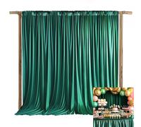QICAIYUN 20x12ft Polyester Backdrop Emerald Green Backdrop Curtains for Baby Shower Party Wedding Photo Drape Reception Photography Background Event Stage DecorationW5' x H12'4 Panels YUNBSDJ176