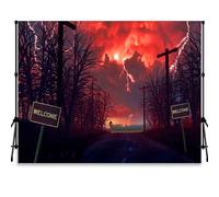QICAIYUN 8x6ft Forest Backdrop Crimson Nightmare Sky with Deadwood Halloween Party Background Stranger Photo Backdrop Party Home Decorations Photo Studio Banner Props YUNBDJ1265