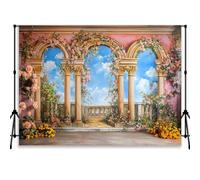 QICAIYUN Vintage Elegant Arch Wall Backdrop Palace Interior Arch Wall Background Elegant Flowers Backdrop for Girls Birthday Party Decor Banner 7x5ft YUNBDJ1852