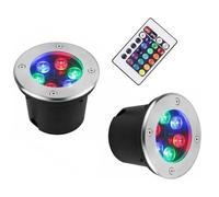 QICBYING 2PCS RGB Underwater Recessed Spotlight - LED Fountain Lights, IP68 Waterproof Color Changing Buried Garden Lamp, Outdoor LED Ground Spotlight With Remote Control(24w(12V))