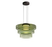 QICBYING 3-Layer Large Design Glass Pendant Lights, Hanging Light With Round Shade, Art Deco Island Chandelier,Farmhouse Style Hanging Pendant Light For Kitchen Study Room And Hallway(Green)