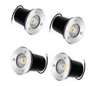 QICBYING 4PCS Ground LED Landscape Lights - 3W COB Recessed Spot Lights, IP67 Waterproof Round Garden LED Floor Light, 12V Low Voltage Outdoor Buried Light, For Patios, Lawns(Warm White)