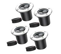 QICBYING 4PCS Landscape Lights - Outdoor Buried Lights, IP66 Waterproof AC85-265V Recessed Ground Spotlight, Round LED Underground Light, For Garden Patio Fence Lawn Deck Landscape Lighting(White,9W)