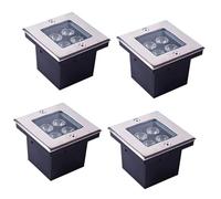 QICBYING 4PCS Square In-ground Lights - LED Landscape Lights, 4W Outdoor Recessed Spot Light, IP67 Waterproof Square Underground Garden Lamp, 12V/24V Floor Spotlights(Warm Light,4W(12V))