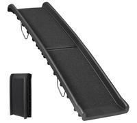 QICBYING Dog Ramp For Car-Wide Folding Portable Pet Stair Ramp With Non-Slip Incline With Raised Sides For Pets, Dog Steps For Medium & Enter A Car, SUV & Truck
