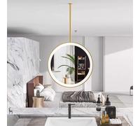 QICBYING Floating Vanity Makeup Mirrors With LED Light, Ceiling Hanging Mirror With Metal Frame, Bathroom Mirrors For Over Sink, For Entrance Cloakroom, Home Decoration