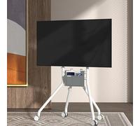 QICBYING LCD TV Frame Floor Stand - Mobile TVs Cart With Wheels For 50-100 Inch Flat And Curved Screen LED OLED TV, Mobile Stand, Portable TV Floor Stand With Storage Bag(White)