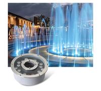 QICBYING LED Fountain Light - 12V/24V Underwater Pond Spotlight, IP68 Stainless Steel LED Ring Fountain Underwater Light, For Pond, Pool, Hotel Water Feature Landscape Lighting(Blue,18W(24V))