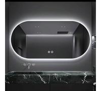 QICBYING LED Illuminated Bathroom Mirror, Frameless Wall Mirror With Lights, LED Oval Bathroom Mirrors, Touch Button, Anti-Fog, 3 Colors Dimmable, For Bathroom, Living Room(3-color light,60 * 90cm)