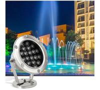 QICBYING LED Swimming Pool Underwater Lamp - Submersible LED Lights, Outdoor Recessed Spot Light, 12V Rotation Landscape Lights, IP68 Waterproof RGB Stainless Steel Pond Light(Warm White,24W)