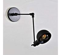 QICBYING Long Arm Wall Lamp - Industrial Wall Lamp With Swivel Arm - E27 Retro Extendable Long Arm Wall Lamp - Black Folding Metal Stair Wall Lamp, Adjustable Swing Arm Wall Lamp, 20+20cm