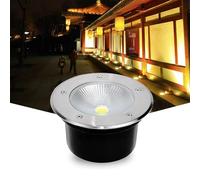 QICBYING Outdoor Ground Light - LED Buried Lights, IP66 Waterproof AC85-2656V COB Outdoor Recessed Spot Light, For Pathway, Deck, Step, Garden Landscape Lighting(Warm Light,10W)