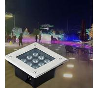 QICBYING Outdoor Recessed Spotlight - AC85-265V Ground LED Land Scape Light, Square IP67 Waterproof Buried Lights, LED Spotlight, Outdoor Floor Lamp, Sidewalk Lighting, Landscape(Warm White Light,9W)