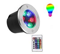 QICBYING Recessed Underwater Light - RGB Underwater Pond Lights, IP68 Waterproof Color Changing Garden Underground Light, With Remote Control Spotlights, Pool Fountain Lighting(220V,3W)