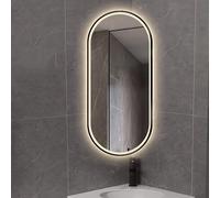 QICBYING Rotatable Bathroom Mirror With LED Light, Foldable Extendable Oval Wall-Mounted Mirror, 3-Color Dimmable Lights, Vanity Mirror With Touch Switch, Vertical & Horizontal(60 * 80cm)