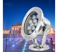 QICBYING Rotation Spotlight - Submersible LED Light, 24V IP68 Waterproof Stainless Steel Underwater Pond Lamp, LED Fountain Light, For Garden Pond Water Feature Lighting(Yellow,9w)