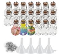 Qicfrk 20 Pack Plastic Mini Potion Bottles with Corks, Ball Shape Sand Art Bottle with Funnel Christmas Cocktail Ornament Balls Clear Small Plastic Bottles for Birthday Wedding DIY Crafts Decoration