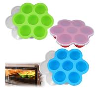 Qicfrk 3 Pack Silicone Egg Bites Molds with Lid Egg Bite Mold for Air Fryer, Reusable Egg Bite Molds -Alternative to Sous Vide Egg Bite Maker, Air Fryer Accessories,egg bites silicone mold,