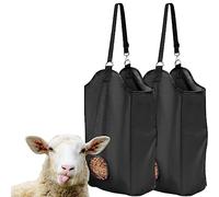 Qicfrk 3 Pcs Hay Feeder for Goat, Slow Feed Hay Bags for Goats, Horses, Sheep, Donkey, Premium Nylon Goat Feeder Less Hay Waste Tote Bag with Large Opening for Easy Filling