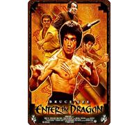 QICH Bruce Lee Enter The Dragon Vintage Metal Tin Signs, Retro Funny Metal Sign Poster for Bar Kitchen Club Pub Home Wall Decor 8x12 Inch