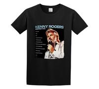 QICHEN BAG Cotton Shirt Kenny Rogers Poster Button Closure Black S