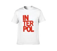 QICHEN BAG Men's Cotton Shirt Interpol Stacked Logo EL Pintor Antics Turn Bright Lights Band Short Sleeves White L
