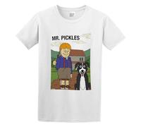 QICHEN BAG Men's Cotton Shirt Mr Pickles Poster Carefully Designed, Every Design is just Right White L