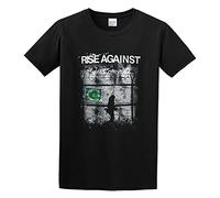 QICHEN BAG Men's Round Neck T-Shirt Rise Against Borders 2 Cool and Breathable Black L