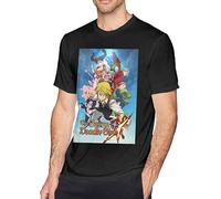 QICHEN BAG The Seven Deadly Sins Cotton Round Neck T-Shirt Fashion Black S