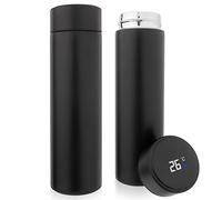 QiCheng&LYS 500ML Travel Mug with Temperature Display 304 Stainless Steel, Double Walled Vacuum Insulation Cup for Heat and Cold Water (Black)