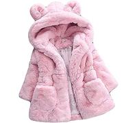 Qichenx Baby Girls Kids Hooded Rabbit Coat Faux Fur Warm Jackets Outwear Winter Clothes (pink, 100)