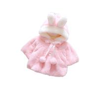 Qichenx Newborn Infant Baby Girl Faux Fur Warm Winter Hooded Cape Cloak Hoodie Coat (pink, 70)