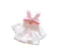 Qichenx Newborn Infant Baby Girl Faux Fur Warm Winter Hooded Cape Cloak Hoodie Coat (white, 70)