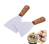 Qichksum Commercial 2PCS Ice Cream Spatula, Stainless Steel Roll Ice Cream Shovel, Grill Griddle Shovel Scraper Diner Flat Making Tools for Home Kitchen Outdoor