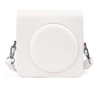 QICNMFA Camera Case Compatible with Fujifilm Instax Square SQ1, Premium PU Leather Protective Bag with Adjustable Shoulder Strap (Chalk White)