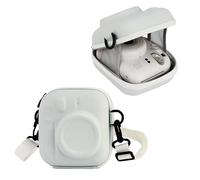 QICNMFA Hard EVA Storage Bag Compatible with Fujifilm Instax Mini 12/11/9/8/7/7+/40/90/99, Camera Bag with Adjustable Shoulder Strap, Clay white, Modern