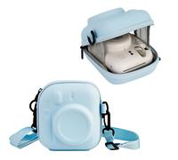 QICNMFA Hard EVA Storage Bag Compatible with Fujifilm Instax Mini 12/11/9/8/7/7+/40/90/99, Camera Bag with Adjustable Shoulder Strap, Pastel blue, Modern