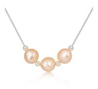 QICSTELAR 925 Sterling Silver Freshwater Pearl Necklace - Orange Pearl Pendant, Hypoallergenic, 4 Pearls Design, Gift Box Included