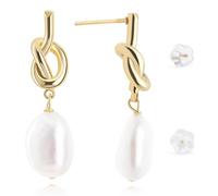QICSTELAR AA+ Baroque Pearl Drop Earrings - 14k Gold Plated, Hypoallergenic, Minimalist Design, Luxury Gift for Women, Perfect for Birthdays, Anniversaries & Weddings