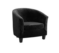 qiden 2-Pieces Tub Chair Cover, High Stretch Velvet Club Chair Slipcovers For Armchairs, Single Seater Sofa With Cushion Cover. Sofa Couch Cover For Living Room Office Reception Christmas-Black