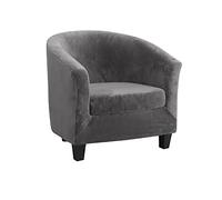 qiden 2-Pieces Tub Chair Cover, High Stretch Velvet Club Chair Slipcovers For Armchairs, Single Seater Sofa With Cushion Cover. Sofa Couch Cover For Living Room Office Reception Christmas-gray