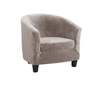qiden 2-Pieces Tub Chair Cover, High Stretch Velvet Club Chair Slipcovers For Armchairs, Single Seater Sofa With Cushion Cover. Sofa Couch Cover For Living Room Office Reception Christmas-Light brown