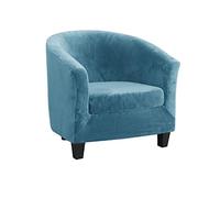 qiden 2-Pieces Tub Chair Cover, High Stretch Velvet Club Chair Slipcovers For Armchairs, Single Seater Sofa With Cushion Cover. Sofa Couch Cover For Living Room Office Reception-Peacock blue