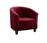 qiden 2-Pieces Tub Chair Cover, High Stretch Velvet Club Chair Slipcovers For Armchairs, Single Seater Sofa With Cushion Cover. Sofa Couch Cover For Living Room Office Reception Christmas-Wine Red