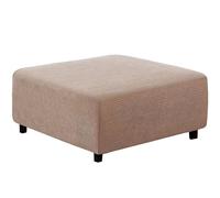 qiden Square Footstool Cover Jacquard Plush Thicker Large Stretch Pouffe Cover Anti-Slip Ottoman Slipcovers With Elastic Bottom, Machine Washable-Khaki-Medium