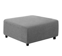 qiden Square Footstool Cover Jacquard Plush Thicker Large Stretch Pouffe Cover Anti-Slip Ottoman Slipcovers With Elastic Bottom, Machine Washable-light grey-Medium
