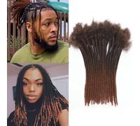 QIDESHENG 10 Inch Dreadlock Extensions Synthetic Hair 30Strands 0.8 Width Handmade Dreads Hair Extensions Reggae Braids Locs Synthetic Hippie Single Ended Dreads for Women/Men/Kids (1B/30, 10Inch)