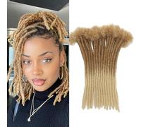 QIDESHENG 12 Inch Dreadlock Extensions Synthetic Hair 30Strands 0.8 Width Handmade Dreads Hair Extensions Reggae Braids Locs Synthetic Hippie Single Ended Dreads for Women/Men/Kids (T27/613, 12Inch)