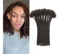 QIDESHENG 12 Inch Dreadlock Extensions Synthetic Hair 30Strands 0.8 Width Handmade Dreads Hair Extensions Reggae Braids Locs Synthetic Hippie Single Ended Dreads for Women/Men/Kids (4#, 12Inch)