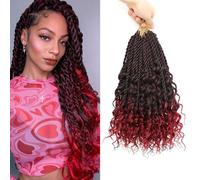 QIDESHENG 9 Packs Senegalese Twist Crochet Hair 14 Inch Pre-Looped Island Twist Boho Crochet Braids Hair Extensions with curls Synthetic Crochet Hair Extensions for Black Women（1B/Bug）